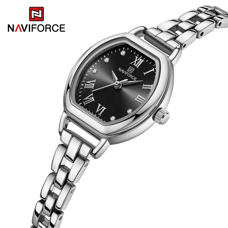 

NAVIFORCE Women's Fashion Barrel-Shaped Watches Alloy Strap Luxury Ladies Quartz Wristwatches Qualities Waterproof Female Clock