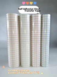 Vinyl Transfer Paper Tape Roll With Alignment Grid For Self Adhesive Vinyl, Clear Medium Tack Tape For 30x102CM Walls,Stickers