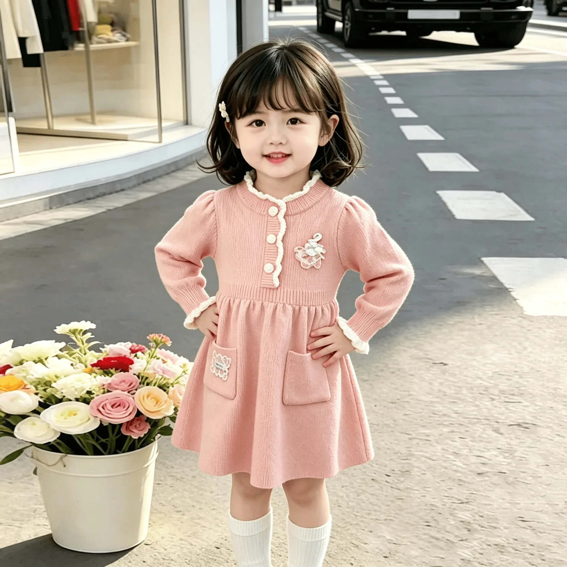 New Autumn Knit Princess Sweater Dress For Toddler Baby Girls Children Clothing Girl Clothing Stylish 2-6 Years