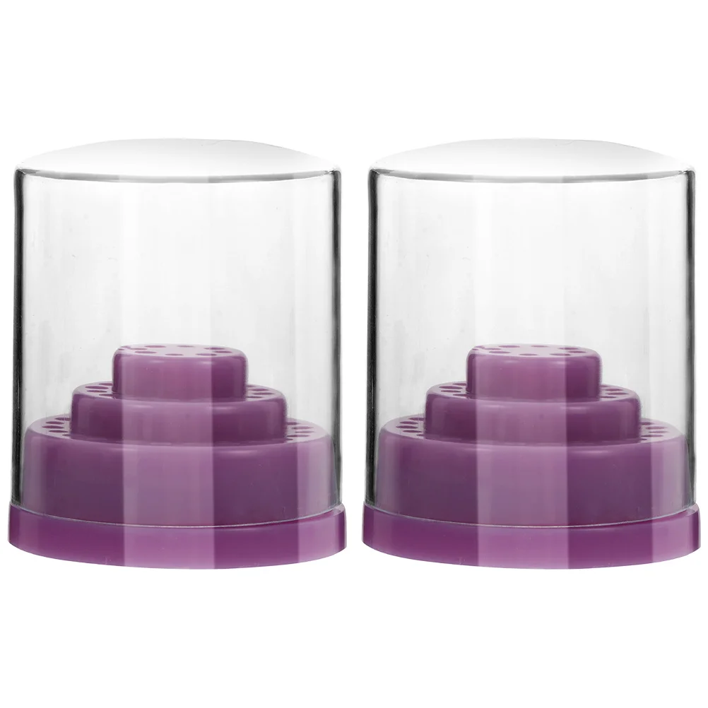 2 قطعة مسمار مثقاب الخشب المنظم صندوق تخزين شفاف لممارسة مانيكير مسمار الفن التدريب حامل سطح المكتب الحفر التبعي