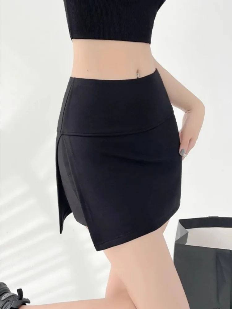 Miniröcke für Damen, solide, einfach umwickelt, Hüfte, hohe Taille, Sommer, Seitenschlitz, Culottes, Fitnessstudio, Bodybuilding, sexy, würzige Mädchenmode