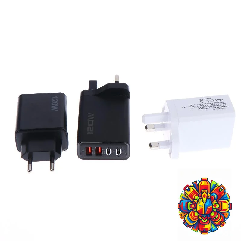 USB C Fast Charger Station 4 Port 120W Quick Charge PD QC30 Wall Adapter for Multiple Phones Tablets Travel Use