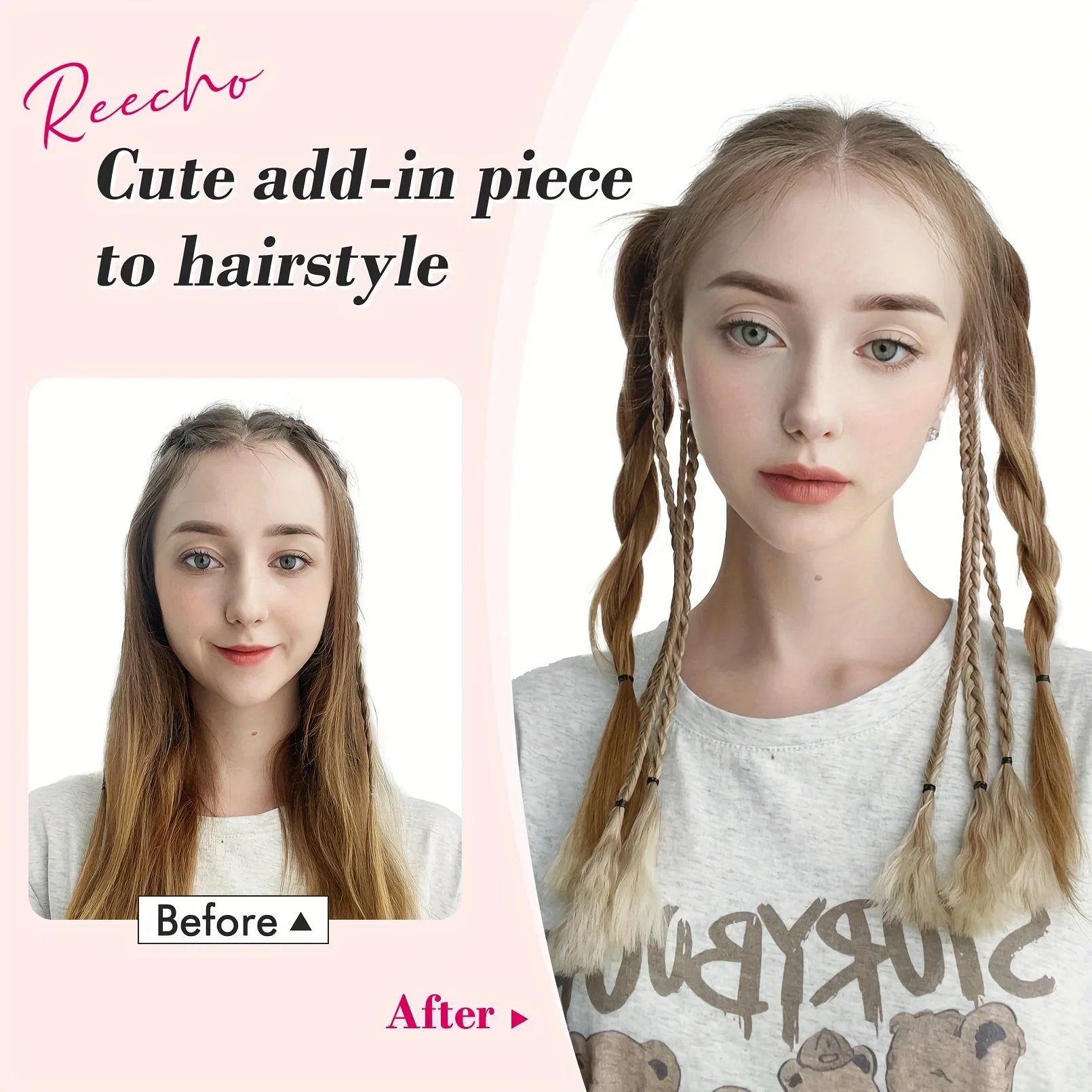 Clip in Braid Hair Extensions 3 Braids on One Clip 22