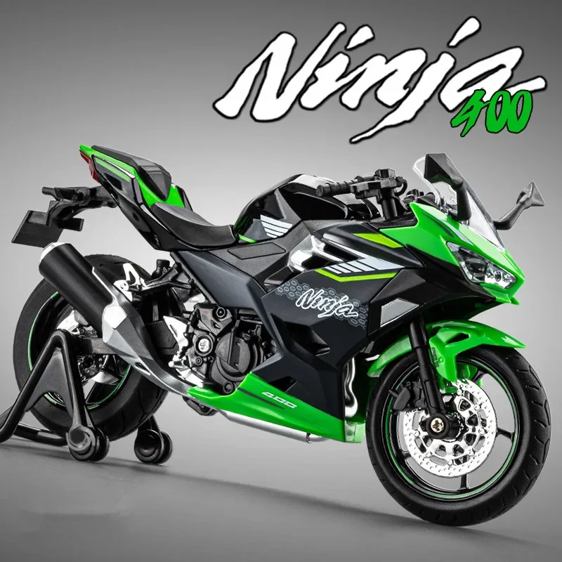 1/12 Kawasakis Ninja 400 Racing Cross-country Motorcycle Model Metal Street Motorcycle Model Sound and Light Collection Kid Gift