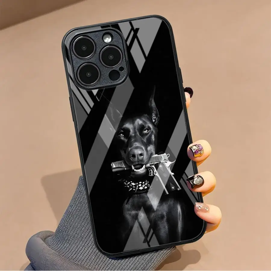 Case for iPhone 17 Pro Max 8 15 Plus 12 13 16 XR 14 Air 11 Glass Phone Cover Cool Doberman - view 2