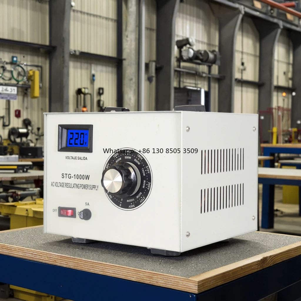 Original LCD 100% Copper Single Phase Voltage Regulator STG-1000VA 220V Adjustable Power Supply Voltage Current Foam Cutting