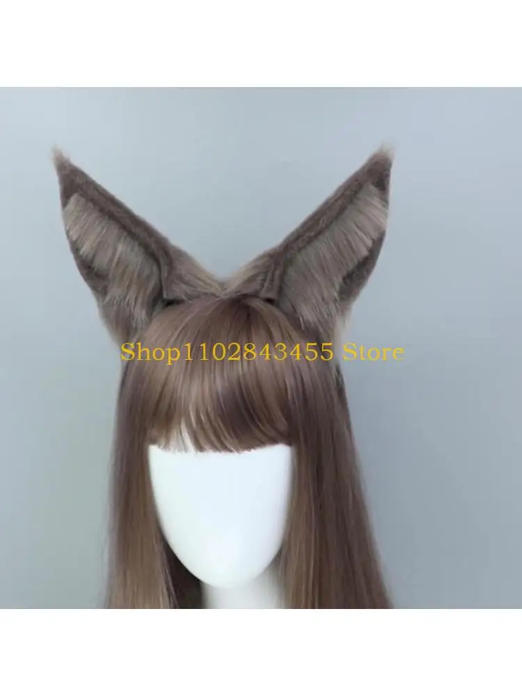 49mc-ノベルティスタイルカーニバルティアラ女性学生写真撮影ヘアバンド馬の耳の形のヘッドバンドグレーカラー漫画の髪-h