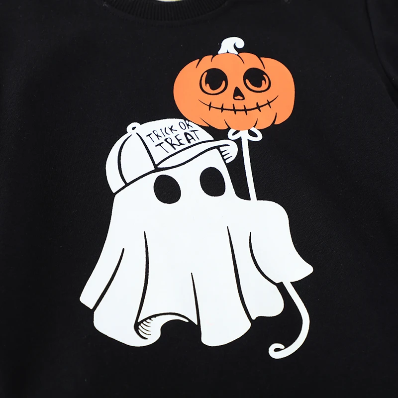 Little Maven Herbst Frühling Kinderkleidung Halloween Nachtleuchtender Geist Kürbis Jungen Oberteile Lässige Sweatshirts Kinderbekleidung – Detail 6