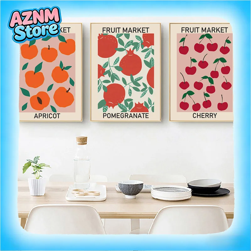 (1pc frameless)Strawberry Lemon Cards Cocktails Drink Canvas Painting Aesthetic Wall Art Posters and Prints Kitchen Bar Livin