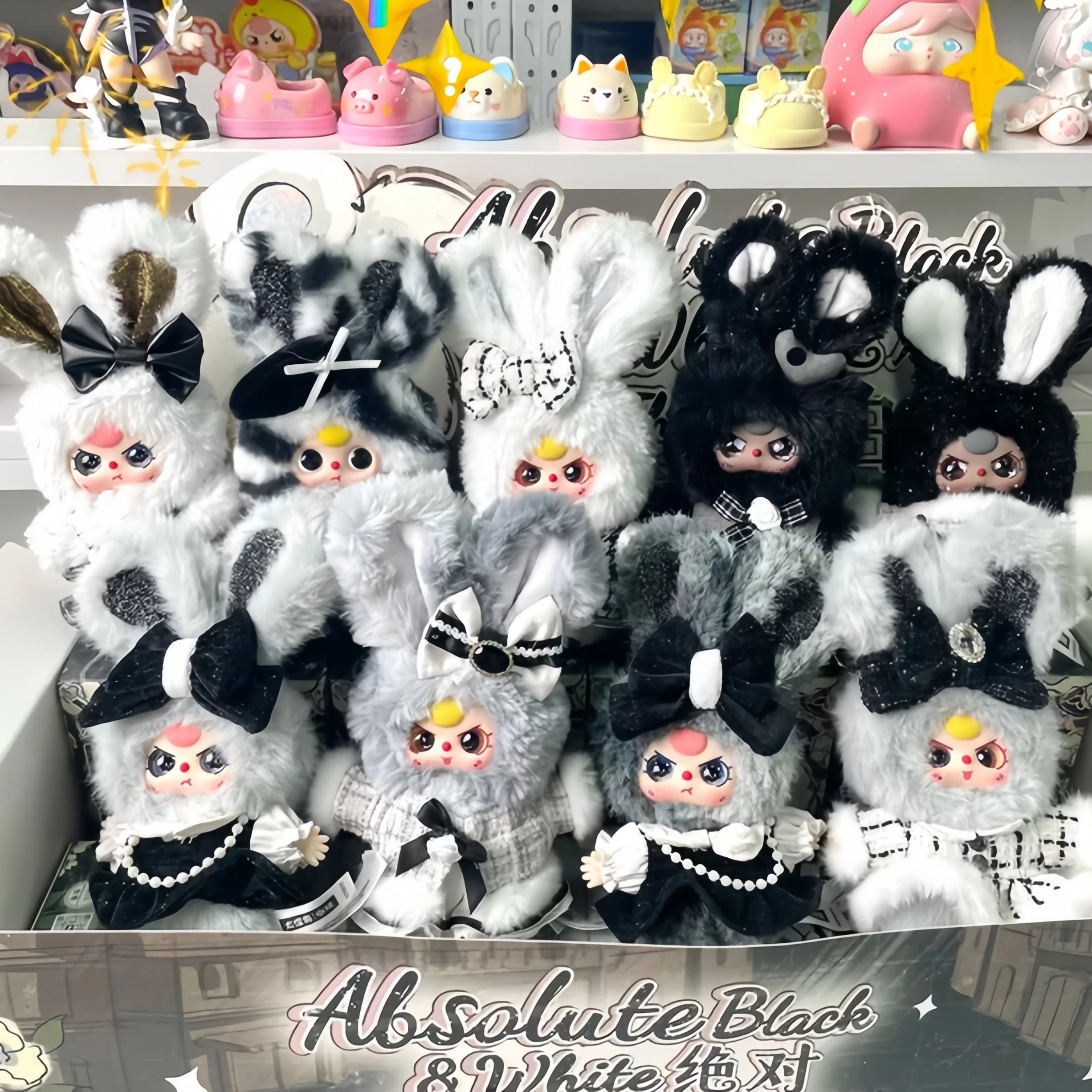Da Piaoliang Blind Box Plush Bunny Doll Black White Gray Series Bag Pendant Trendy Play Collectible For Adult Collection