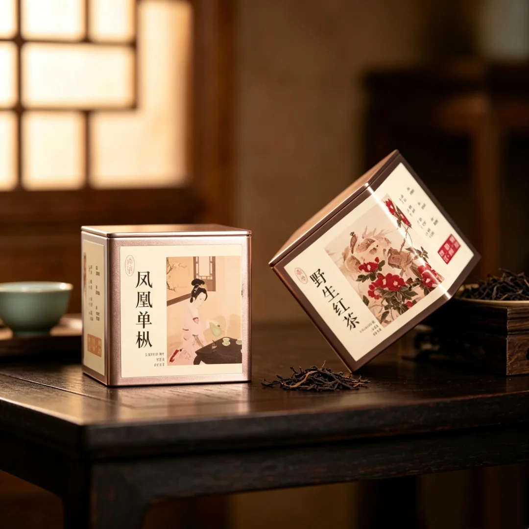 Beautiful Pattern Tinplate Metal Tea Can ,Oolong Pu er TieGuanYin tea packing can A variety of options Suitable for decoration