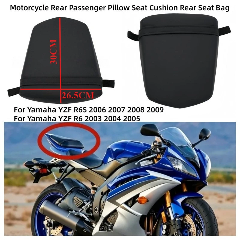

Motorcycle Rear Passenger Pillow Seat Cushion Rear Seat Bag For Yamaha YZF R6S 2006 2007 2008 2009 YZF R6 2003 2004 2005
