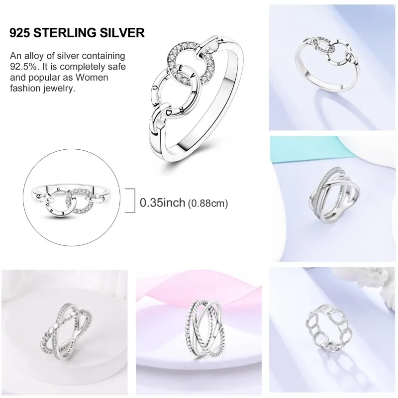 موضة جديدة 925 الفضة بسيطة إنفينيتي البنصر للنساء تألق الملتوية تكويم خواتم شعبية Anillo مجوهرات الخطوبة #2