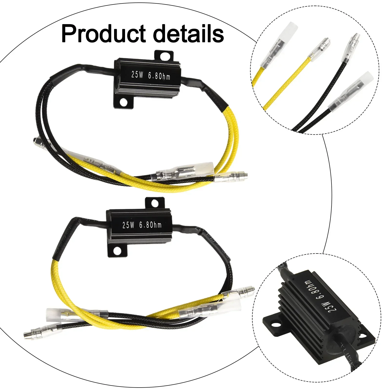 

2x Motorcycle LED Turn Signal Light Resistive Power Resistor Load Resistor LED Mini Indicator 25W 6.8 Ohm Car Light Modification
