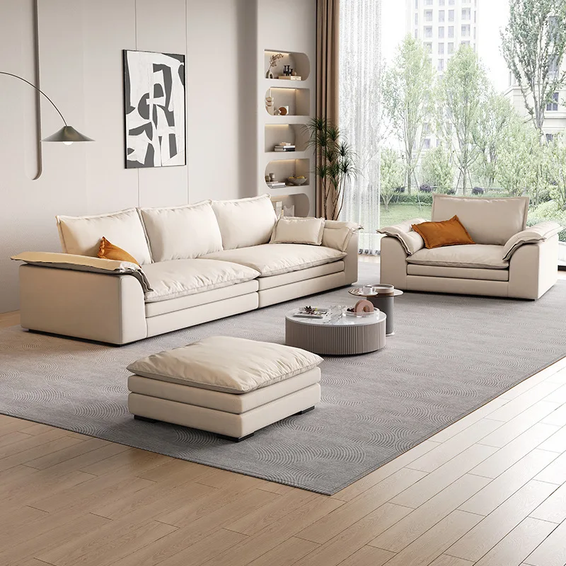 Italian Minimalist Modern Living Room Down Anti-cat Scratch Technology Fabric Cream Wind In-line Sailing Sofa