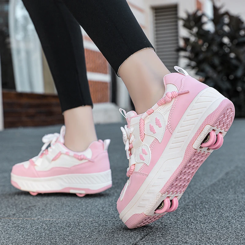 New kids' four-wheel roller shoes, boys and girls, detachable wheels, trendy versatile cute casual shoes view 6