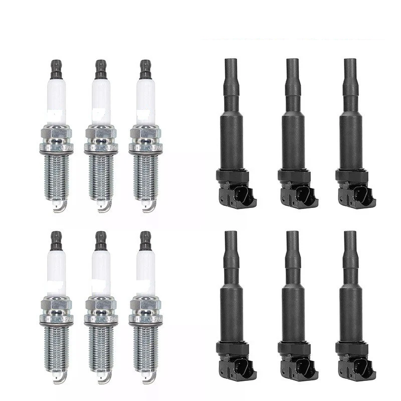 6x Ignition Coils with Spark Plug Set Fit for Bosch BMW 128i 325i 328i X3 0221504470