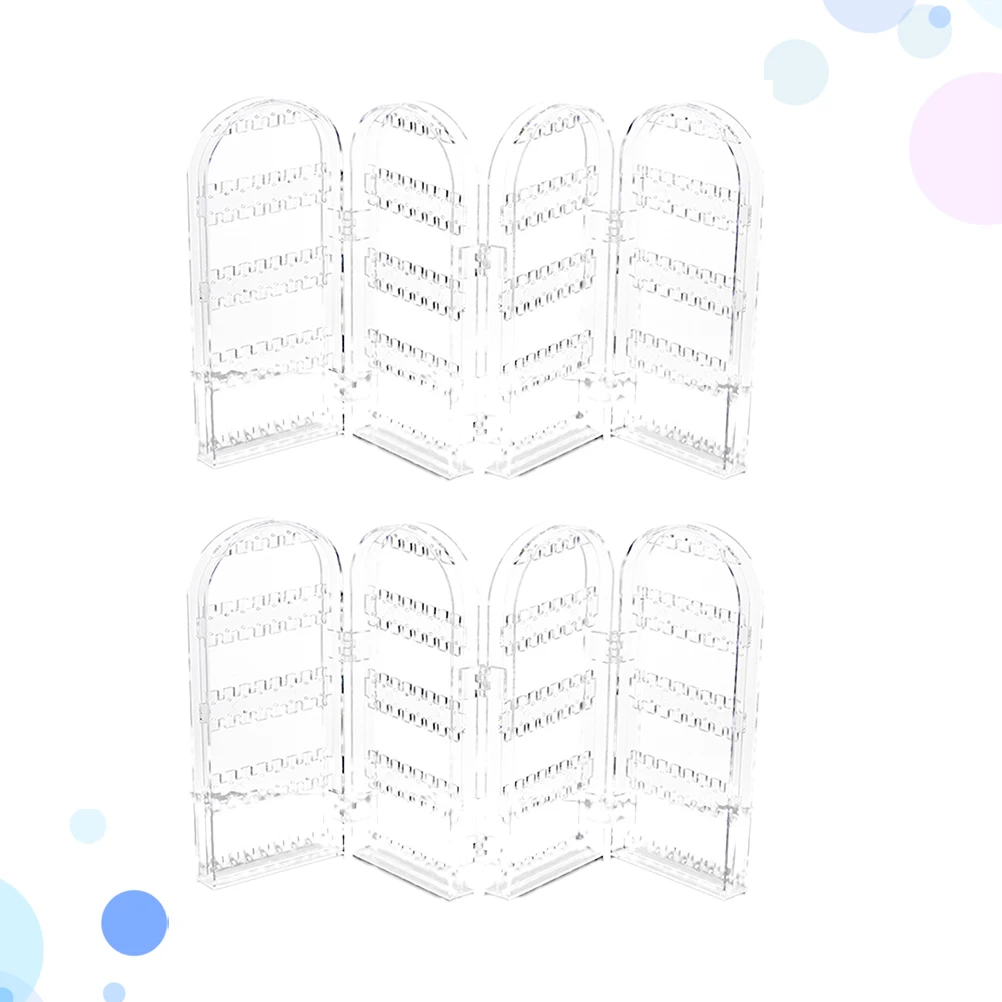 

2pcs Earring Display Rack Foldable Holder Jewelry Storage Stand Organizer For Earrings Rings Watches Portable Dust-