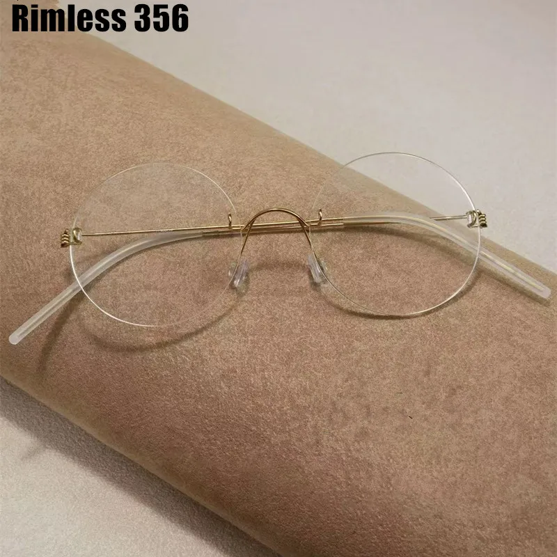 

New Denmark Brand Screwless Rimless Glasses Frame Men Round Titanium Ultralight Eyeglasses Women Handmade Frameless Eyewear 356