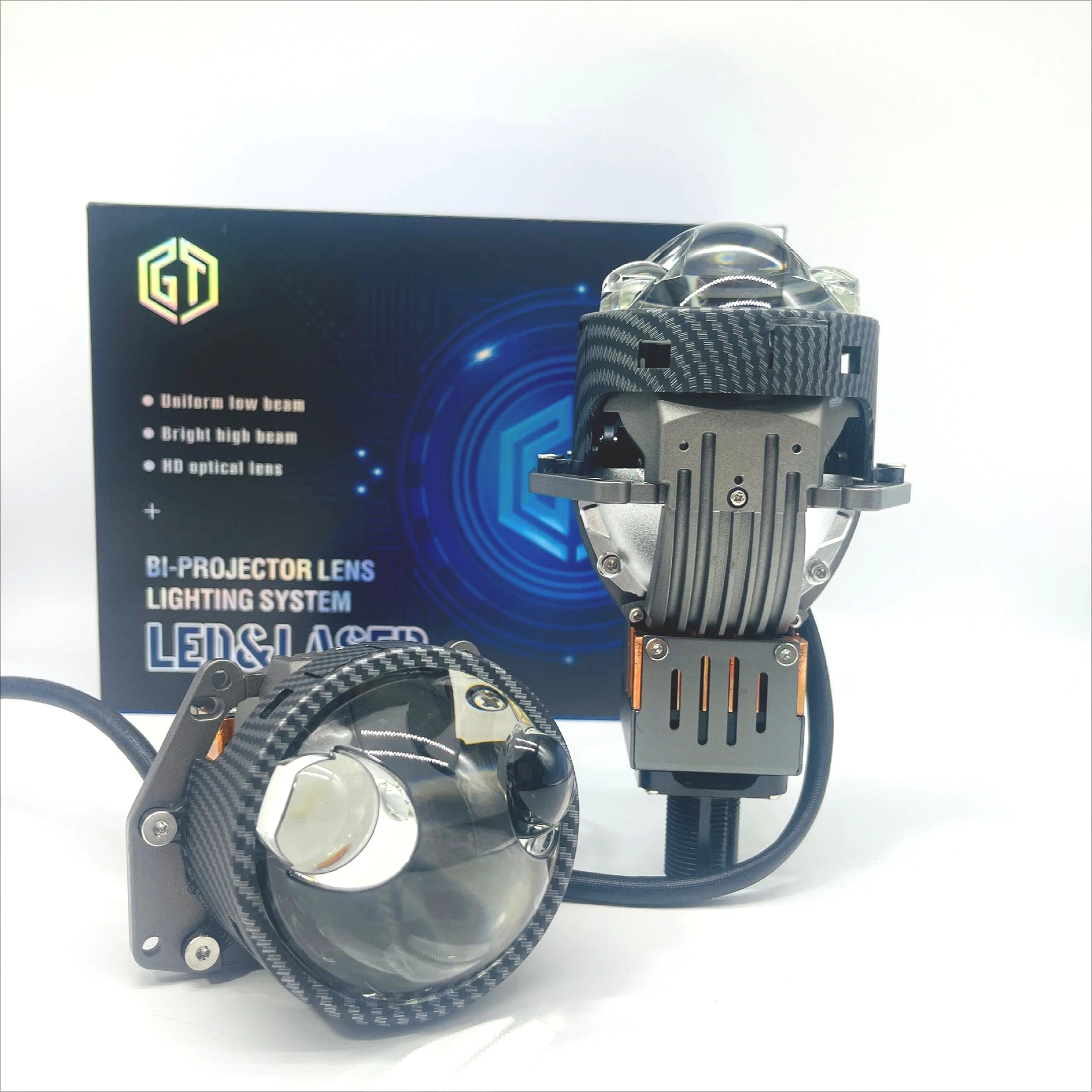 

3 Inch Bi LED Projector Headlight with Halo Ring Dual Cup Dual Laser Direct Beam High Power 480W Car LED Lens Front Lamp Upgrade