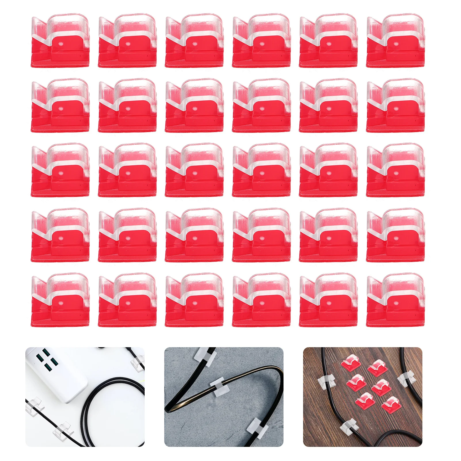 

50pcs Square Shaped Cable Holder Plastic Cord Organizer For Headphone Data Cable Management Desktop Storage Clip Winder