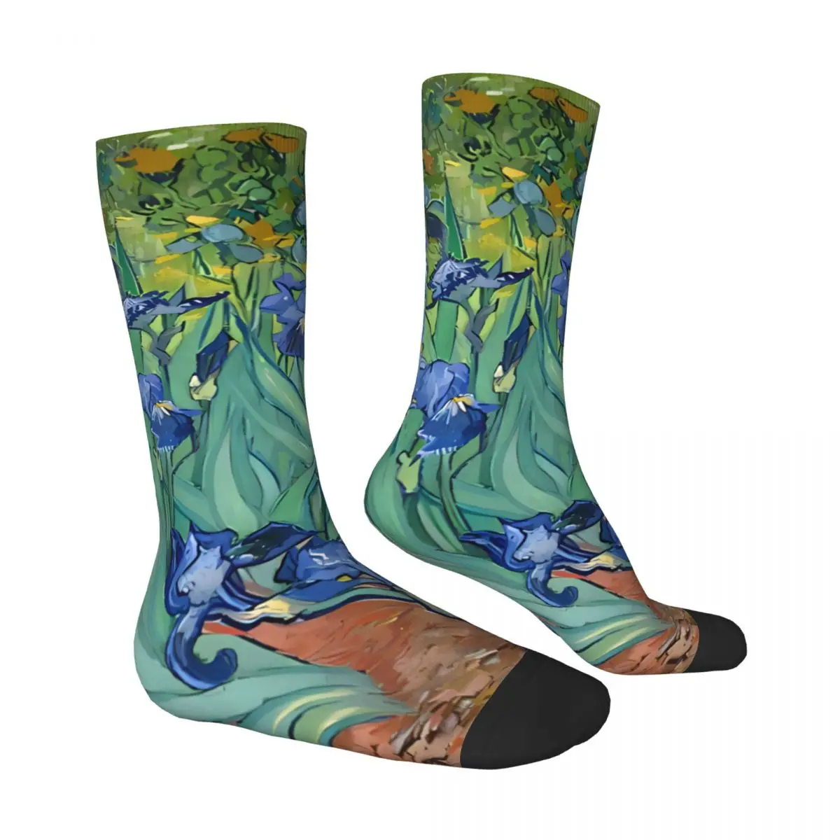 Irises Van Gogh Oil Painting Socks Male Mens Women Winter Stockings Harajuku