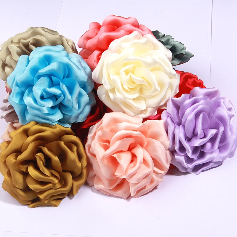 9cm Handmade Artificial Satin Peony Flower for Hairpin Clip Apparel Headwear DIY Accessories DIY rosette Fabric Silk organza