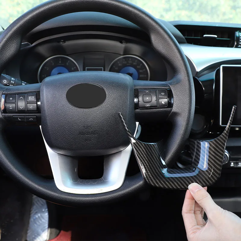 

For Toyota Hilux 2015-2021 ABS carbon fiber/red car steering wheel U-shaped frame decoration sticker car interior accessories