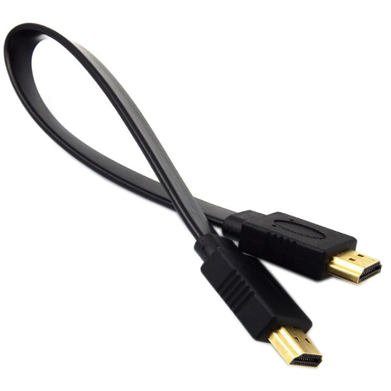 Black 30cm Full HD Short HDMI-compatible Cable Support 3D Male to Male Plug Flat Cable Cord for Audio Video HDTV TV High Quality