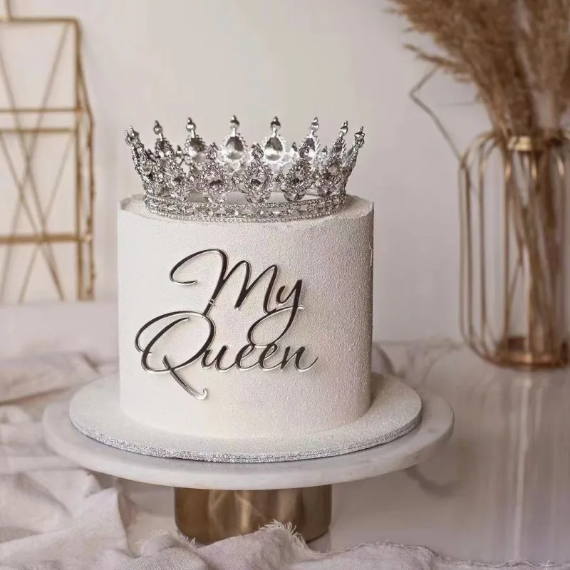 Ins Simple My Queen Acrylic Gold Silver Cake Topper for Mother's Day Happy Birthday Party Cake Topper Cake Decoration