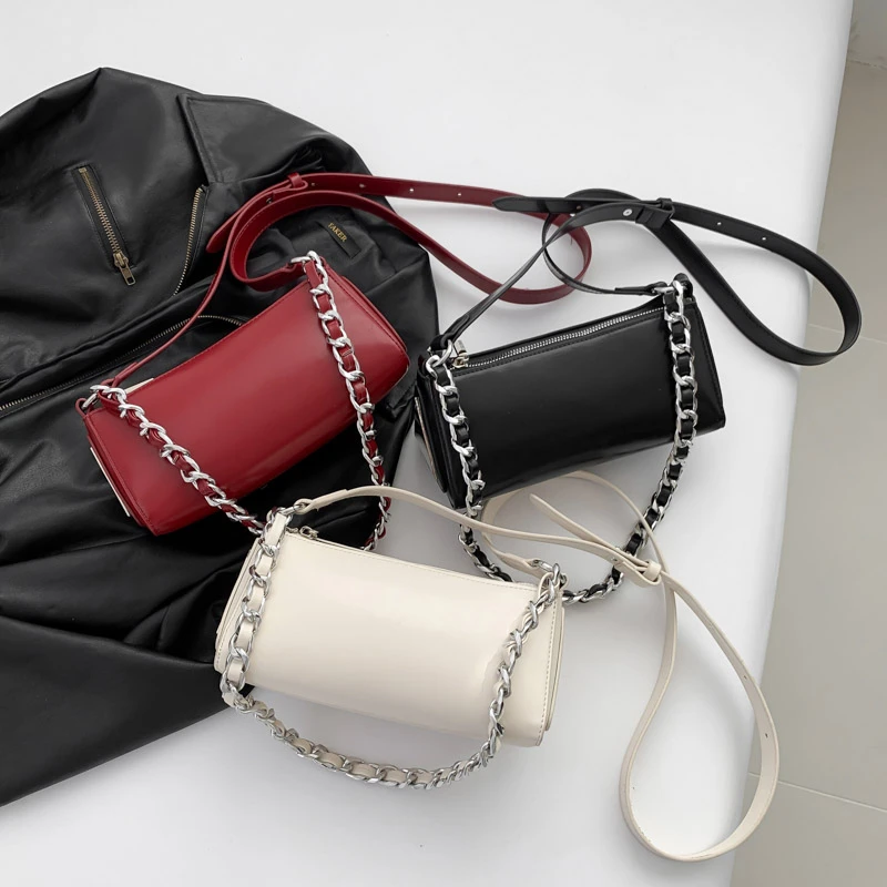 Moda Pu łańcuszki damskie torby na ramię zamek prostota Crossbody torby dla kobiet 2024 marka zwięzłe Bolsas Femininas