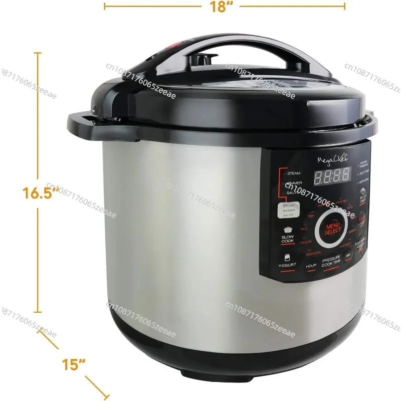 12 Quart Digital Pressure Cooker with 15 Preset Options and Glass Lid Silver