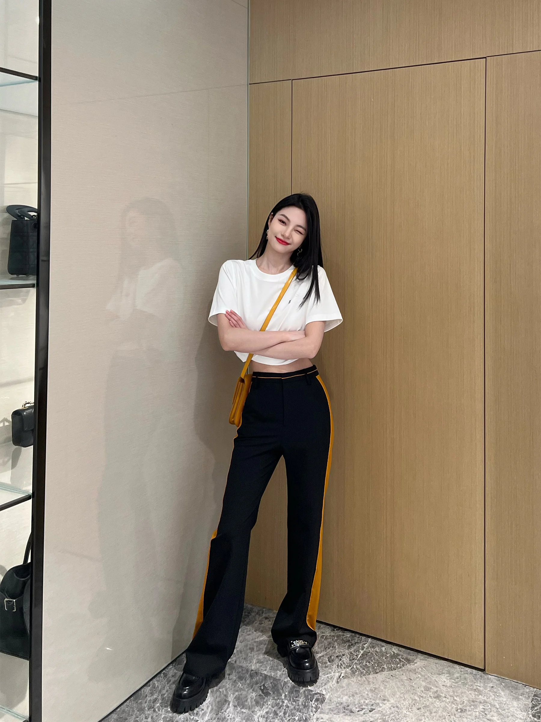 

Брюки-костюмные NancyCavally из смесовой шерсти, прямого кроя, с высокой талией, в уличном стиле, длинные, полиэстер 49.6%, шерсть 45%, спандекс 5.3%