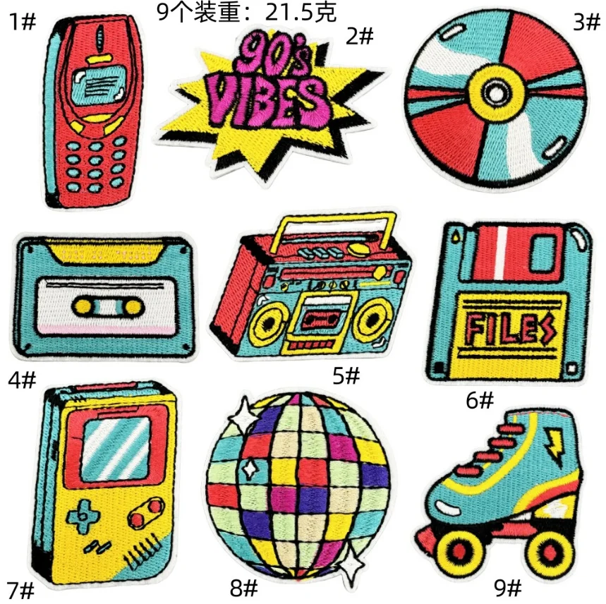 10 Pcs Classical Radios Phone Iron On Sew On Embroidered Patches Clothing Hat Bag Shoe Repair Phone Gift Box Decor DIY Accessory