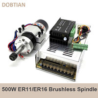 CNC Spindle 500w Brushless DC Spindle Motor Power Supply Driver 55MM Clamp Bracket ER16/ER11 Collet Chuck