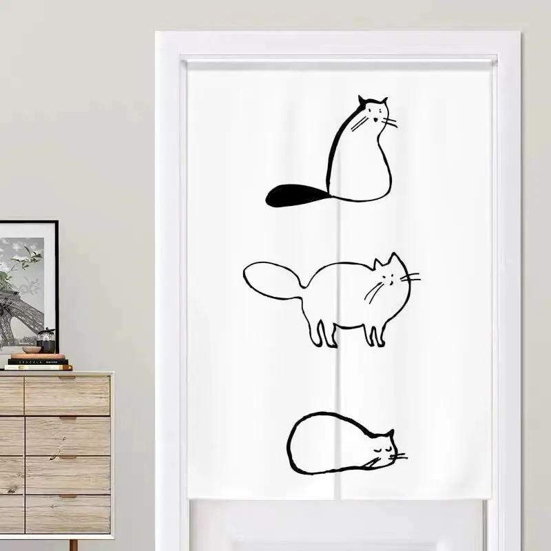VIKAMA VIKAMA Three Cats Line Art Door Curtain for Kitchen Doorway Room Partition Cozy Aesthetic Hanging Style Home Decor - Aliexpress Deal