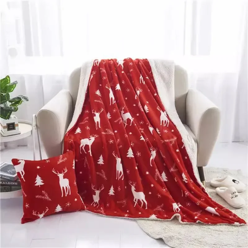 Christmas Santa Claus Series Flannel Blanket Featuring Reindeer Snowman Design Blankets & Throws Cozy Stylish Time Baby Throw