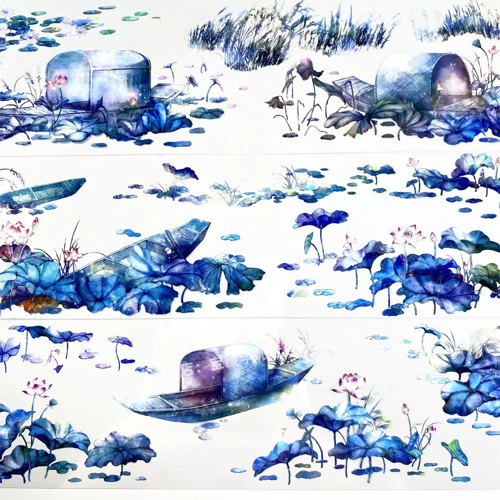 

Декоративная лента Washi Journal PET V10: Маленький набор с изображением лотоса, рафтинга, двух ночей на цветочной лодке, ZERO Ancient PET. Для скрапбукинга, колажей, стикеров, изготовления открыток.