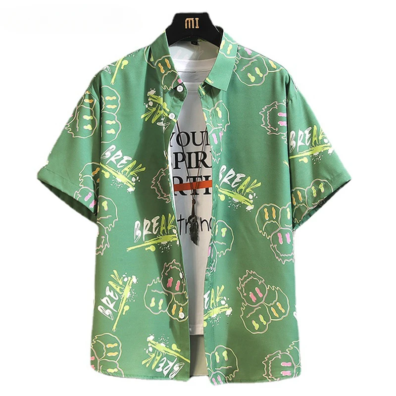 

2024 Summer New Men's Digital Printed Short Sleeved Shirt Fashion Casual Loose Short Sleeved Shirt