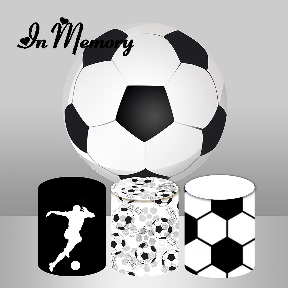 

Round Backdrop Cover Photography Background Soccer Football Theme Little Boys 1st Birthday Party Backdrop Cylinder Covers