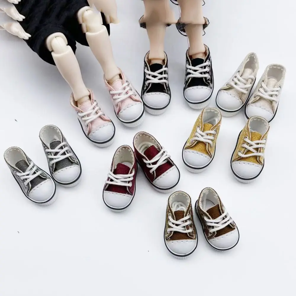 1/12 Doll Mini Canvas Shoes Lace-up Ob11 Doll Sports Casual Shoes DIY Dolls Clothes Accessories 1 Pair