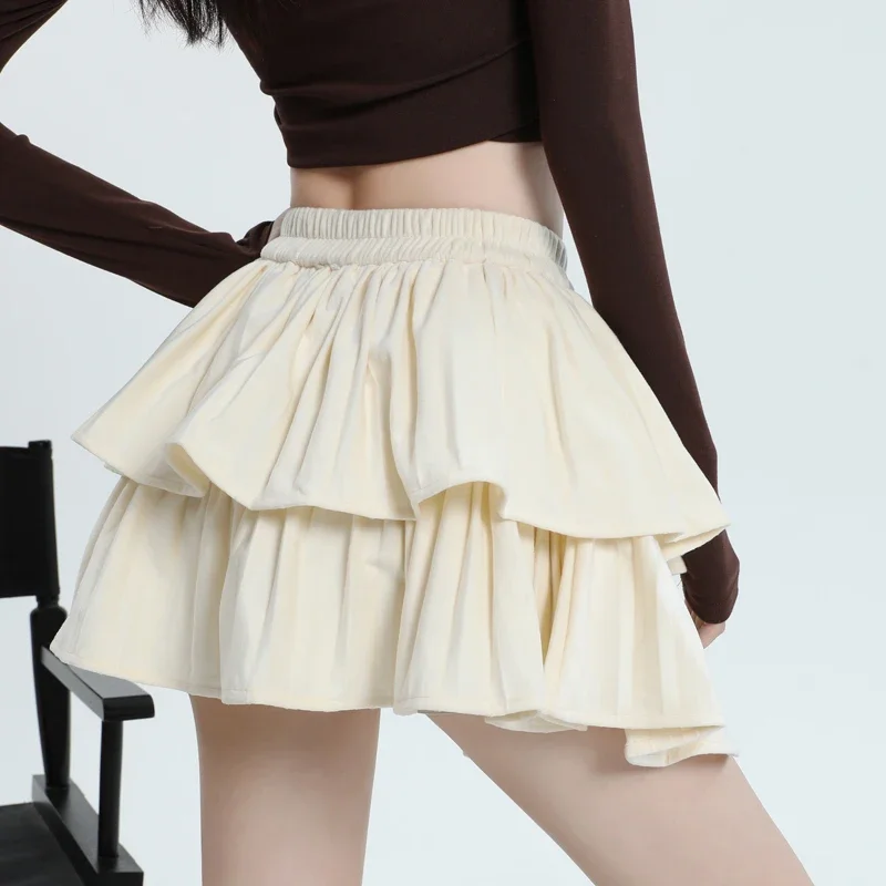 Slim Velvet Korean High-waisted Skirts Women 2024 Autumn and Winter New Solid Color Versatile Girls Y2k Mini Skirt Female