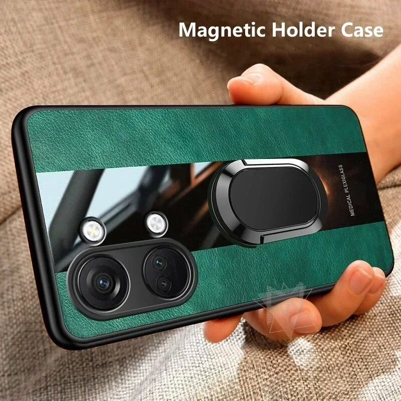 Magnetic Ring Phone Case For OnePlus Nord 3 5G Luxury Leather Cover For One Plus Nord3 Stylish Capa Silicone Shockproof Bumper