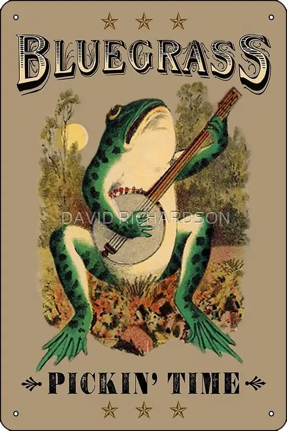 Bluegrass Pickin' Time Poster Metal Tin Sign 12 X 8 Inch Funny Man Cave Home Office Bar Decor sign