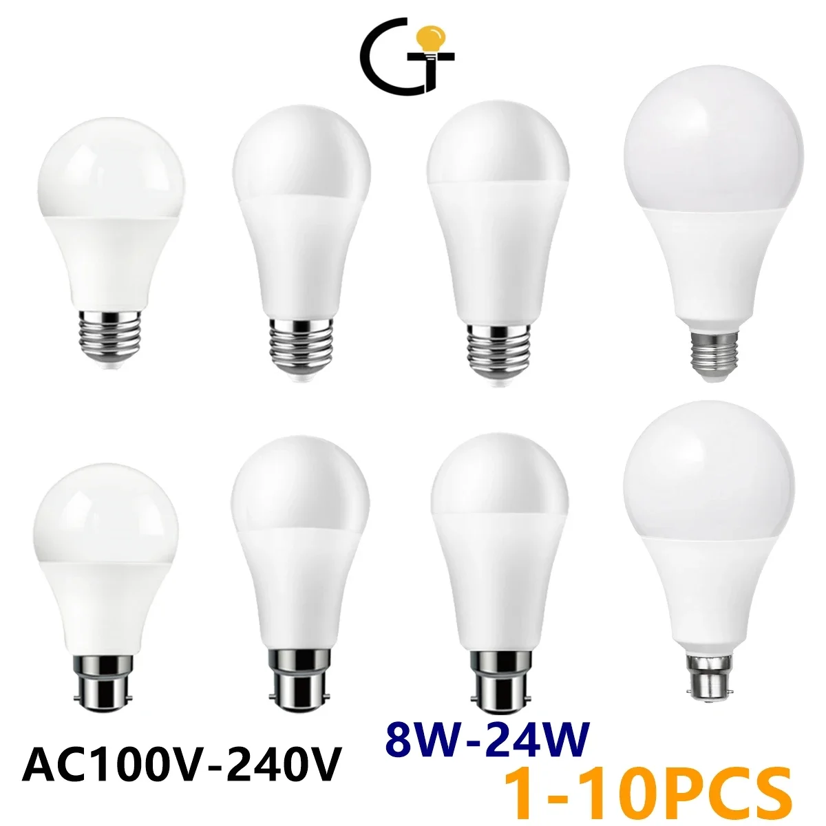 Factory direct LED bulb full voltage AC110V AC220V 8W-24W B22 E27 high lumen without flicker 3000K/4000K/6000K warm white light