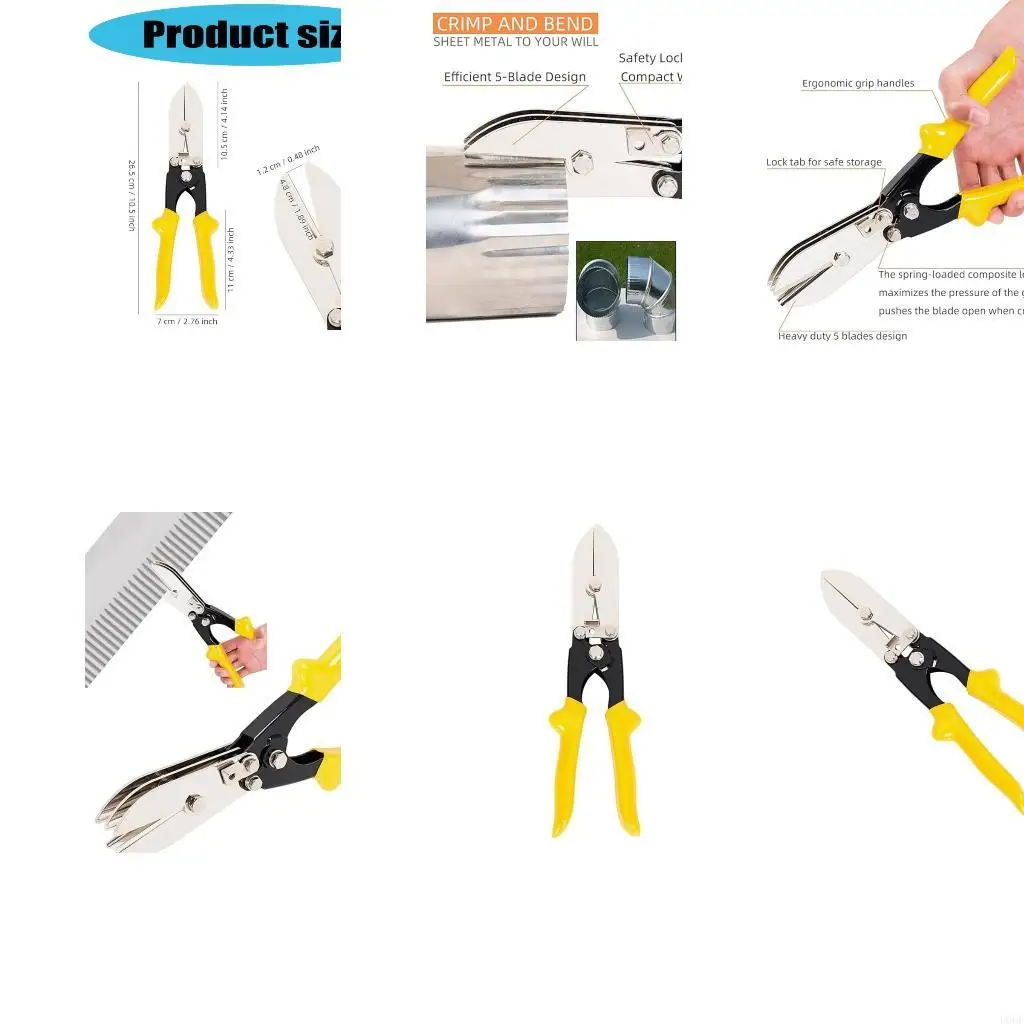 

Практические щипцы для труб с эргономичной нескользящей ручкой с 5 лезвиями для вентиляционных воздуховодов