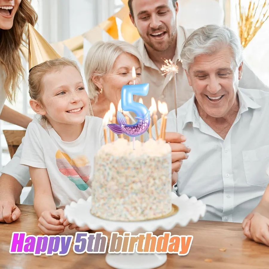 شموع عيد ميلاد حورية البحر، شموع أرقام زرقاء، شموع عيد ميلاد حورية البحر، شموع عيد ميلاد سعيد، مستلزمات حفلات أعياد الميلاد f #6