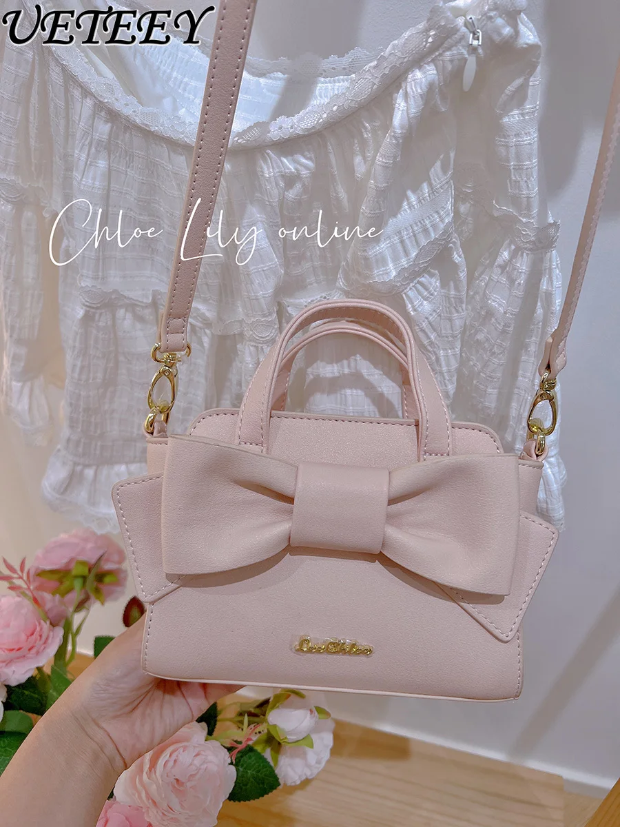 

Cute Sweet Knot Backpack Lolita Girl Japanese Sweet Girl Mini Small Messenger Bag Cute Pink Portable Shoulder Bag for Women