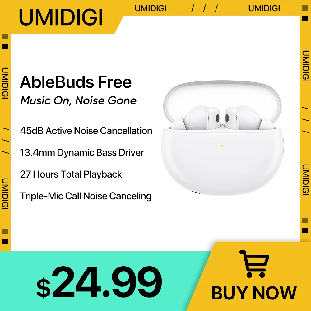 Umidigi ablebuds kostenlos kabelloser Kopfhörer 45db aktiv noice cancel ling ip55 wasserdichtes Spiel Musik Sport Bluetooth-Kopfhörer