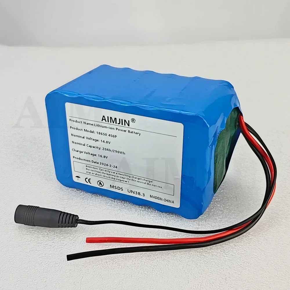 Substituição do pacote de bateria 4S6P 14,8V 20000mAh 18650 com BMS integrado adequado para aquecedor de lâmpada de pesca noturna